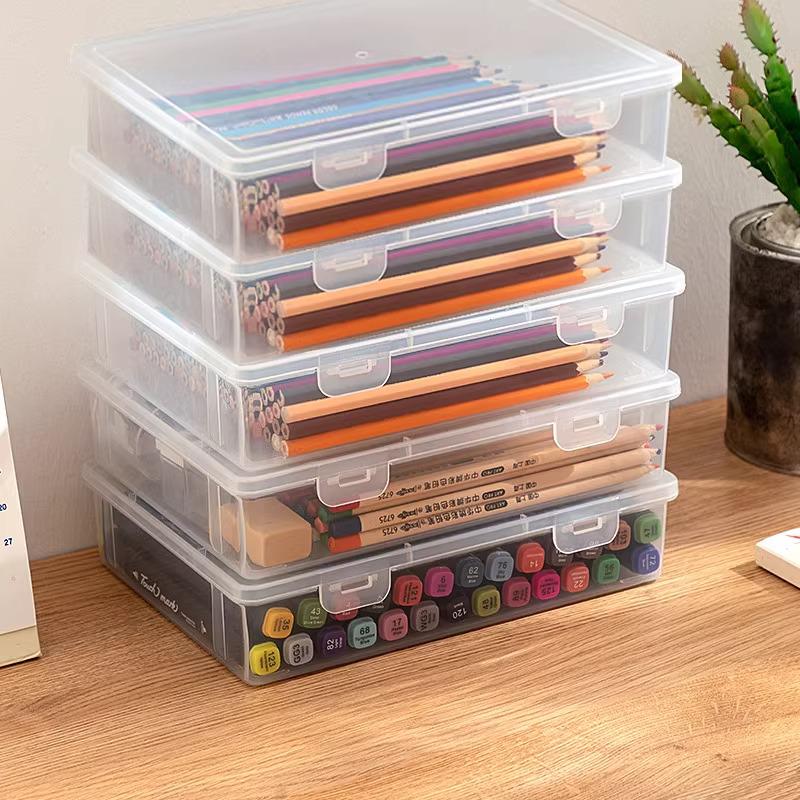 Transparent Large-Capacity Stationery Storage Box: Student Planner, Tape, Pencil, Pen, and Marker Organizer