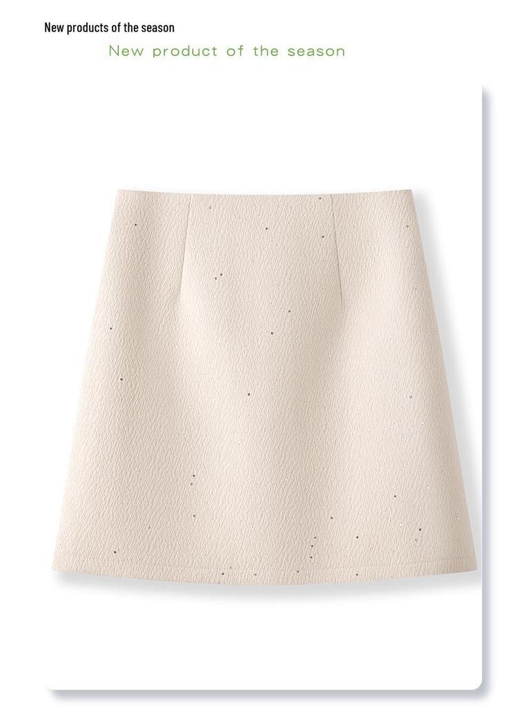 Women's Gray Wool High-Waist Bodycon Midi Skirt - Autumn/Winter 2024 A-Line Design