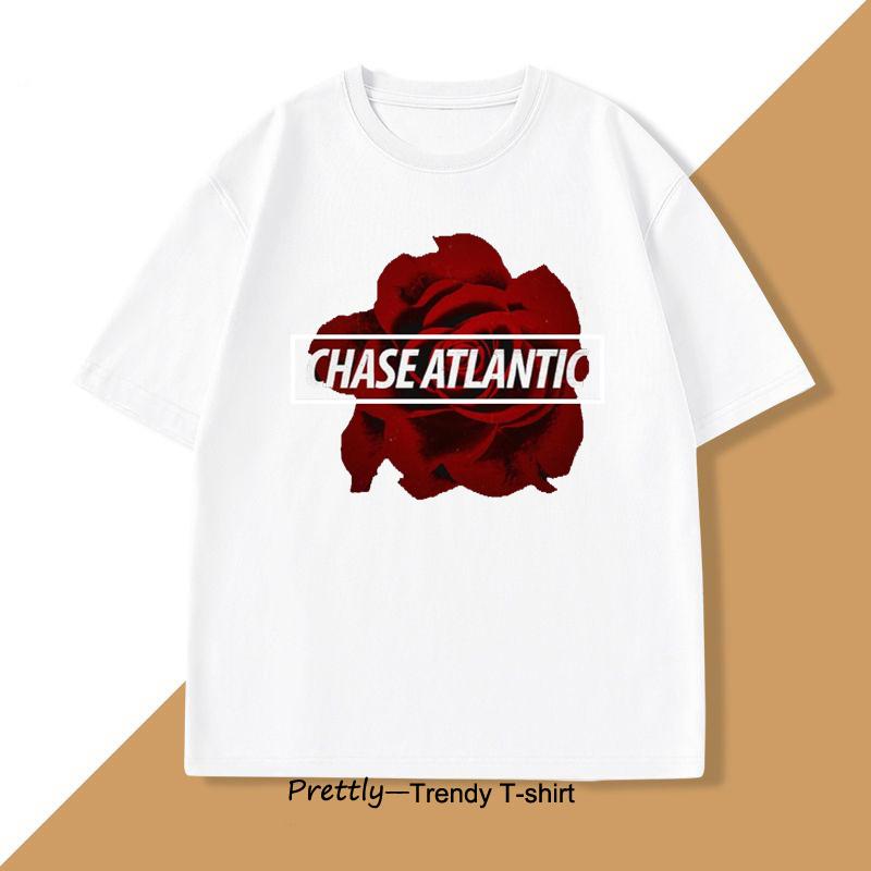 Chase Atlantic Flower T Shirt Cotton Short Sleeve Tshirt for Men Women Tee Clothes Loose Casual Streetwear Oversized Top