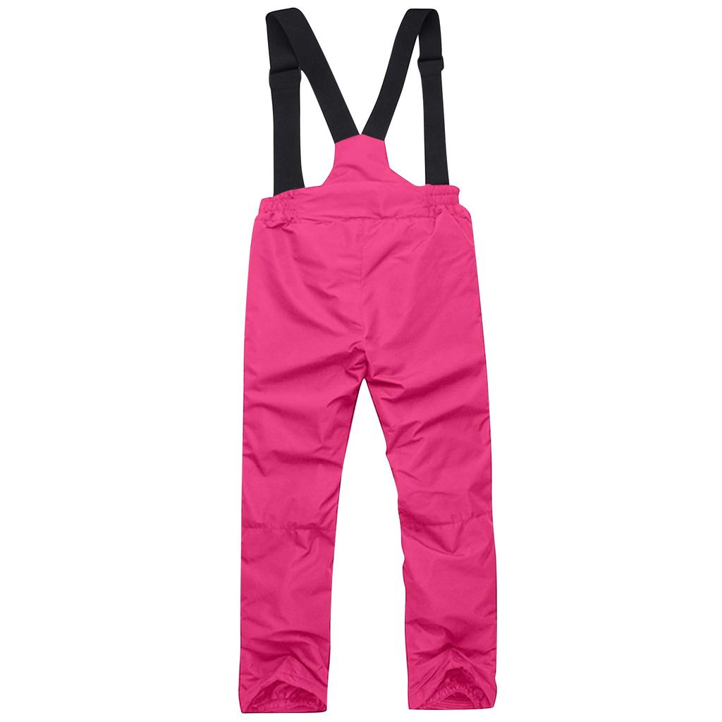 Children's Ski Pants Solid Color Warm Thick Outdoor Sports Warm Waterproof Pocket Strap Ski Pants