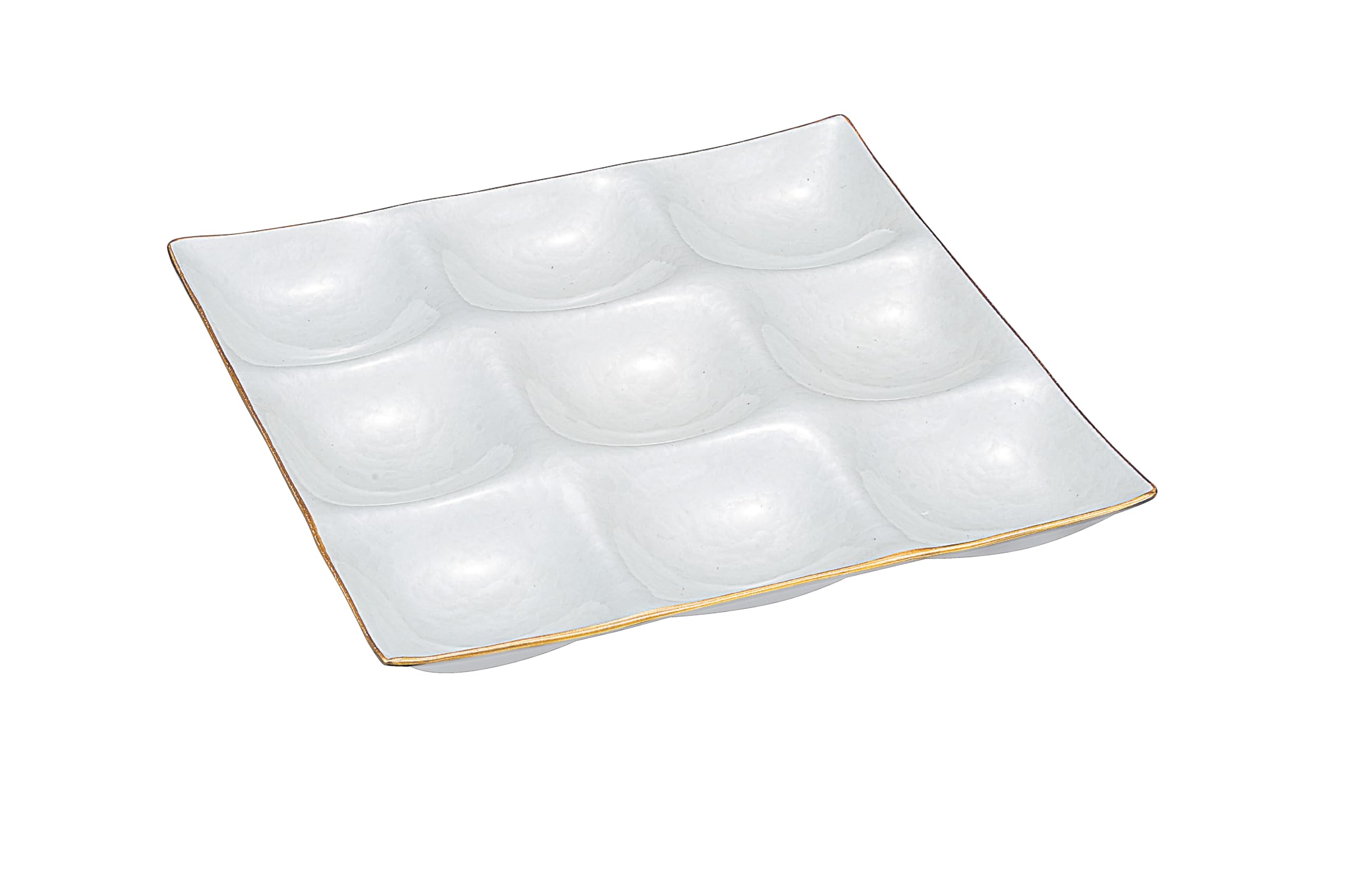 Wakaizumi Lacquerware Buffet Dishwasher TA White Aqua with Gold Plate, Safe, Nine-Hole Plate, Rim, M-17-55A белый