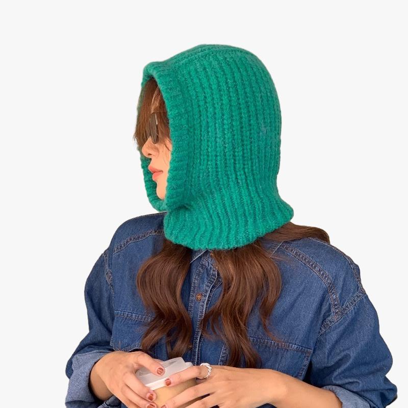 

Корейский осенне-зимний новый стиль Балаклава Теплая шерстяная шапка Шарф Интегрированный Женская зимняя защита ушей Вязаная шапка Adjustable