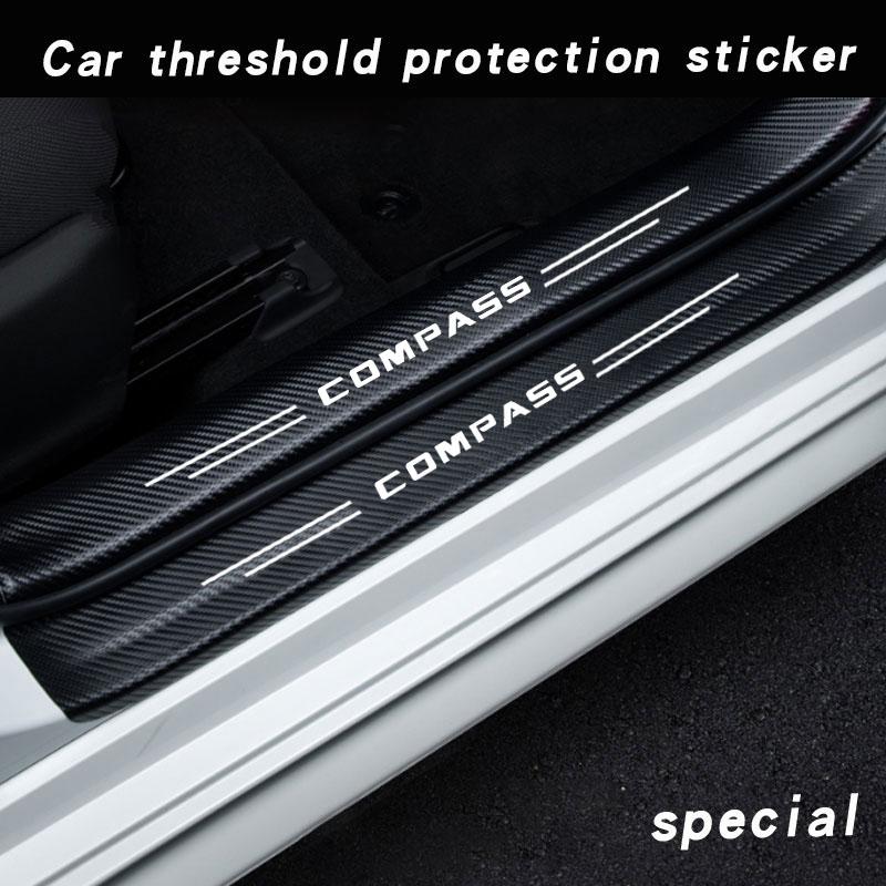 JOT2 Car Door Sill Protector Welcome Pedal Cover Anti-drity Anti-scratch Strip Protective Strip For JEEP Compass accessories fashion