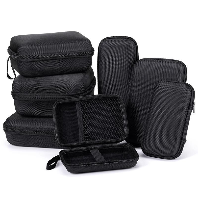 Anti-squeeze Hard EVA Earphone Carrying Case Durable Portable Zipper Storage Box for Travel Earbud Protection 1PC Black