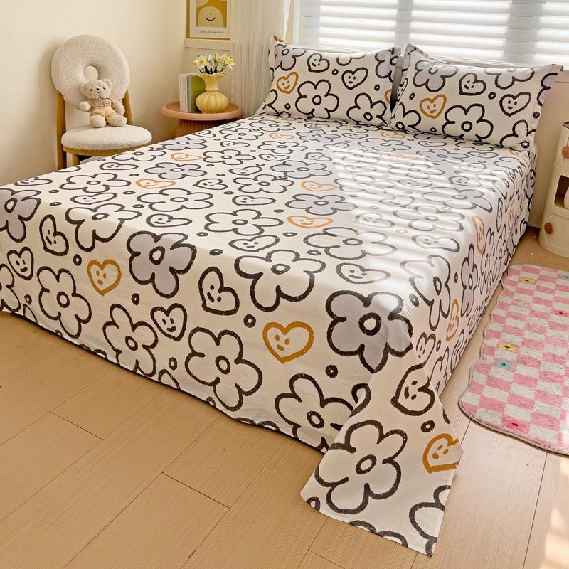 100% Cotton Flat Sheet Pillowcase Floral Style Bed Sheet Set Skin-friendly Bed Linen Adults Kids Flat Bedsheets roupa de cama