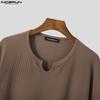 INCERUN Summer Men Short Sleeve Baggy O-neck Knit Loose Tee Tops