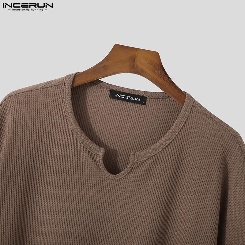 INCERUN Summer Men Short Sleeve Baggy O-neck Knit Loose Tee Tops