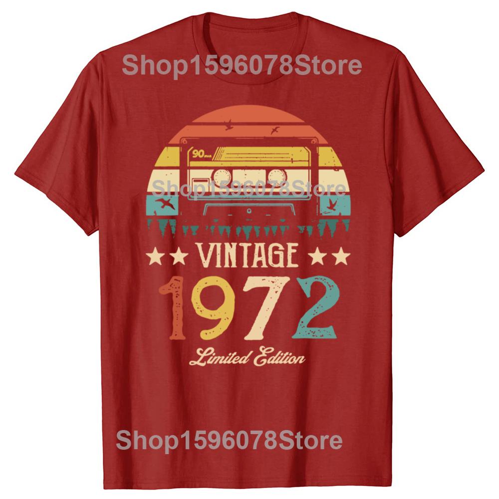 

Summer Vintage 1972 Retro Cassette 54th Birthday 54 Years Old Short Sleeve Cotton Graphic T Shirts Tees Tops Streetwear Men S