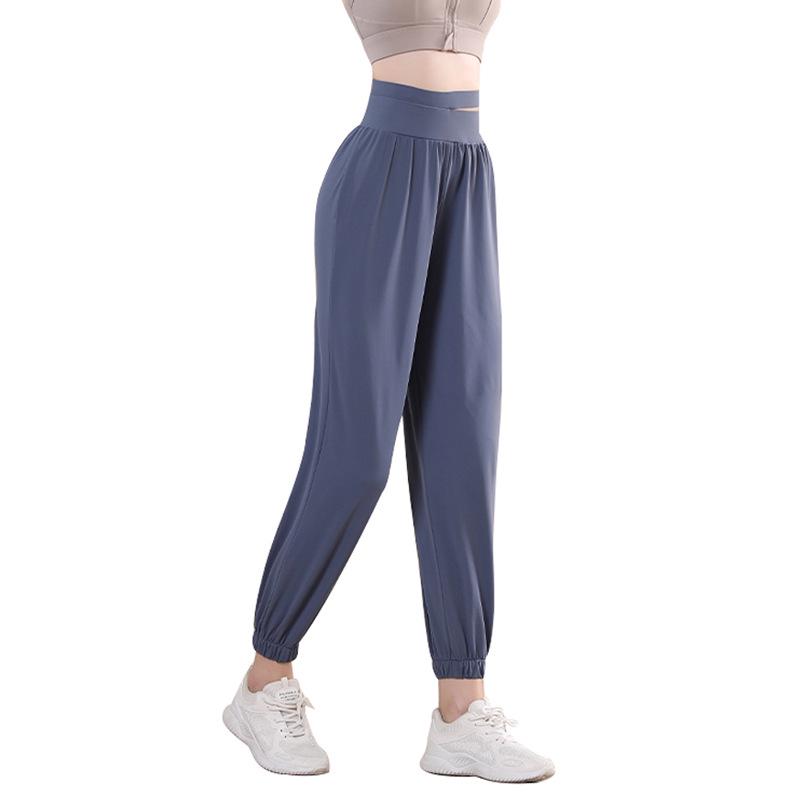 Damen Schnelltrocknende High Waist Loose Fit Yoga- & Fitness-Schweißhose