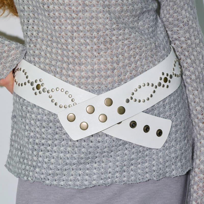 

Пояс с заклепками WESTERN STUDDED BELT_ONZI EDITION, БЕЛЫЙ OS