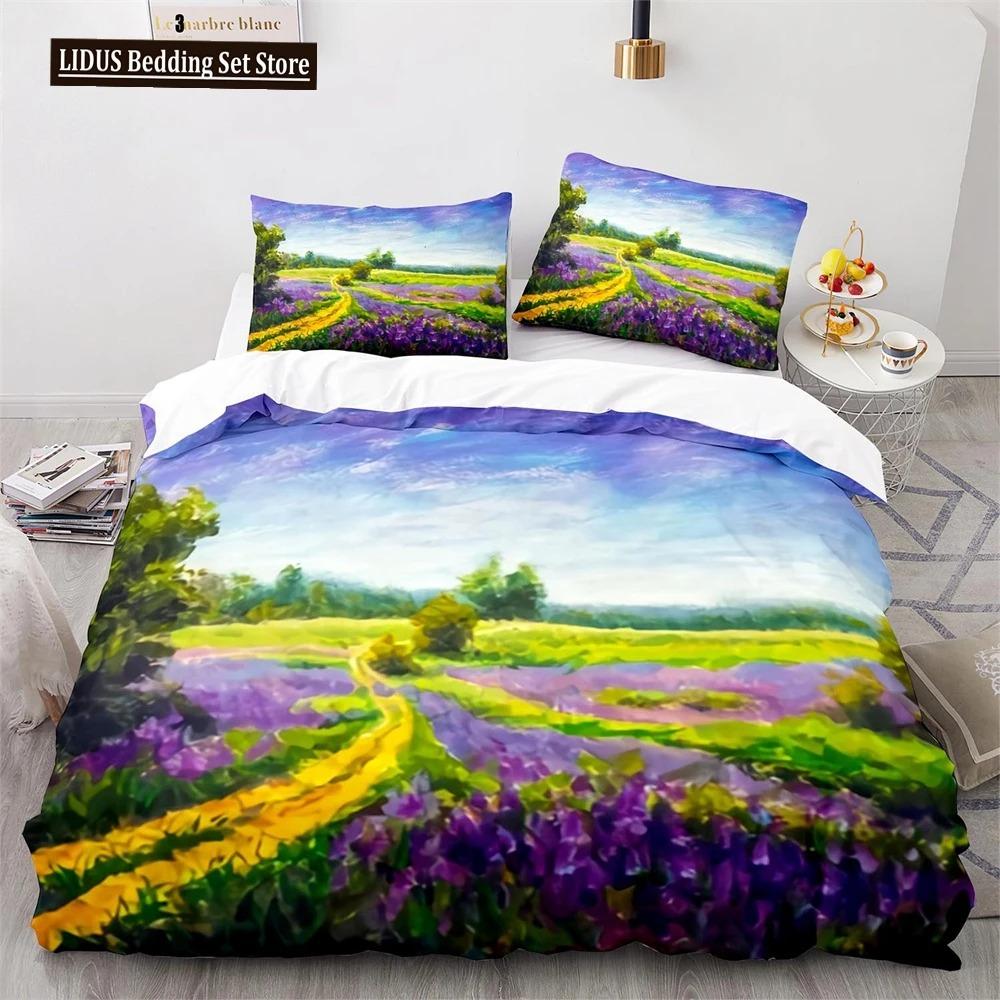 Comforter Oil Painting Pink Cherry Blossoms Tree Flowers Polyester Comforter King Queen Full Size For Girls Boys Kid