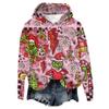 Women's Hooded Long Sleeve Christmas Printed Flannel Top Hooded Sweatshirt