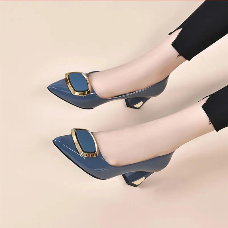 Cresfimix Zapatos De Mujer Elegant Black High Quality Pu Leather Spring & Summer Slip on High Heel Shoes for Women Office A1141