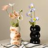 Ceramic Siamese Cat Vase Living Room Bedroom Decoration Ornaments Flower Pot Creative Flower Arrangement Storage Holder