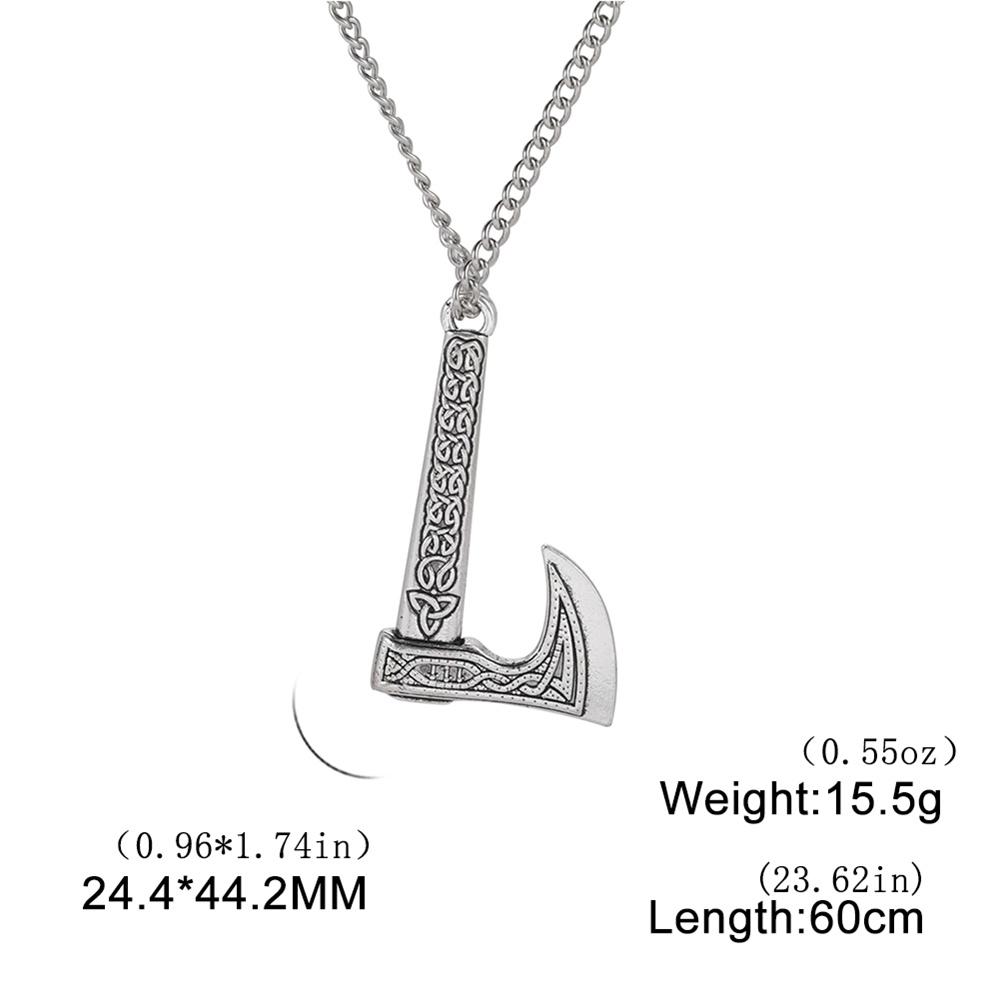 Viking Axe Necklace for Men Norse Runes Compass Pendant Vintage Amulet Jewelry Male Boy Gifts