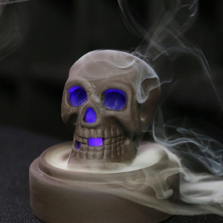 Windproof Lampshade LED Skull Ceramics Incenses Burners Waterfall Backflow Incenses Cones Holders for Home Decoration