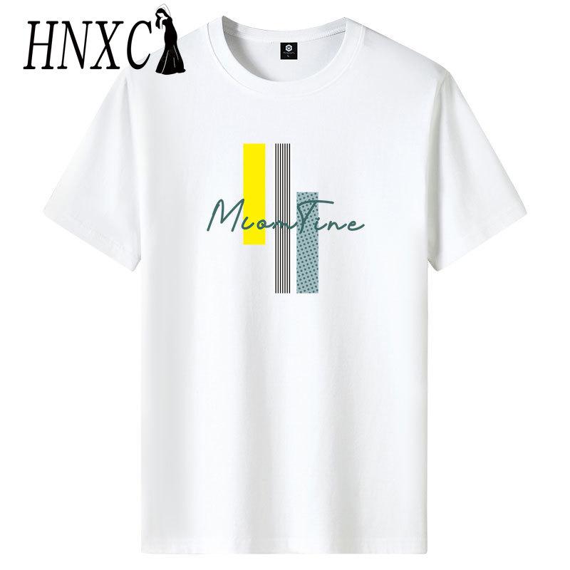 Футболка с коротким рукавом из хлопка HNXC мужская модная свободная рубашка с коротким рукавом и принтом Сострадательная рубашка S белый 980₽