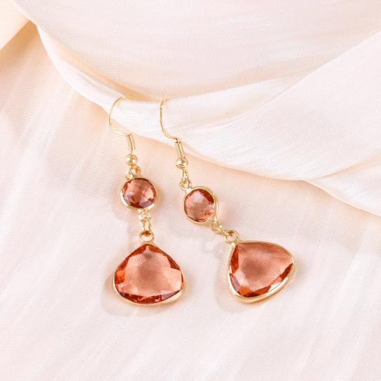 1 Paar Damenohrringe Leichte Handgefertigte Wassertropfenohrringe mit Blau-Rosa Kunstkristallen Schmuckgeschenk