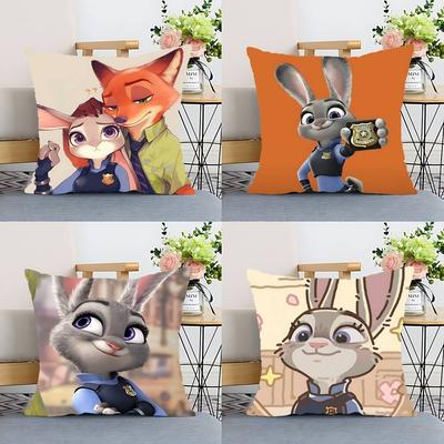 Χαριτωμένο Κινούμενο Σχέδιο Z-Zootopia JU-DY Μαξιλαροθήκη Κάλυμμα Μαξιλαριού Πολυεστερική Μαξιλαροθήκη Διακοσμητική Μαξιλαροθήκη για Καναπέ Διακόσμηση Σπιτιού