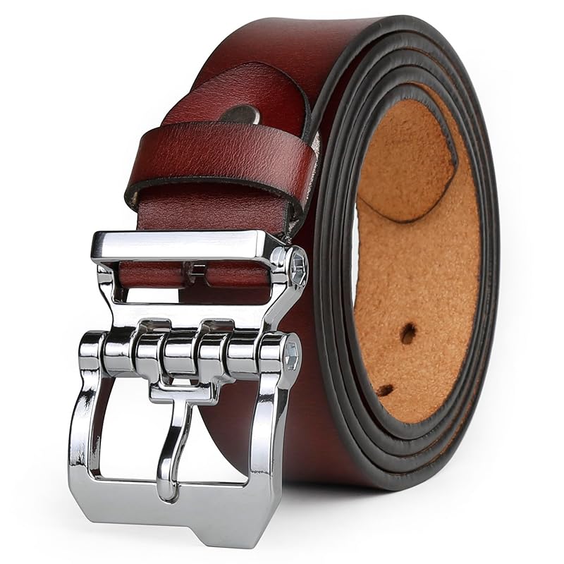 

[JingHao] Belt men s large size, belt Genuine leather, stylish casual jeans Belt, work belt brown & black regular size and large size 105-160cm (L 34