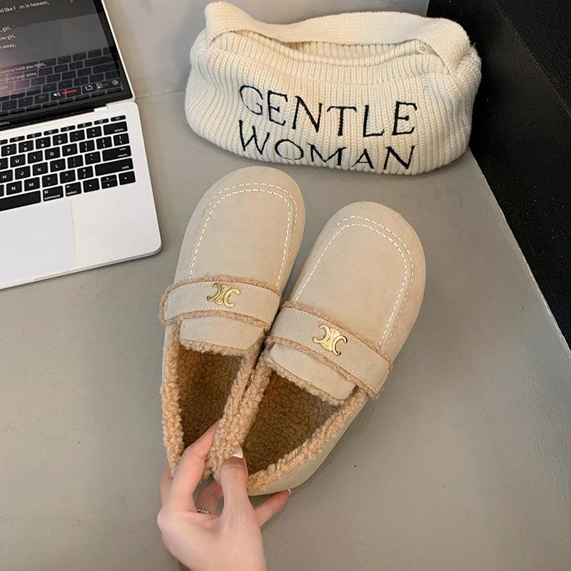 

French autumn and winter new warm brown fluffy shoes women s outer wear velvet beanie beacon shoes short boots snow boots cotton shoes 40 абрикосовый