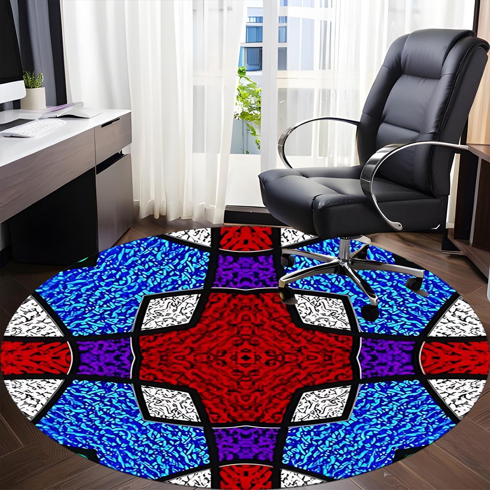 1pc Kaleidoscope Pattern Carpet, Round Non Slip Durable Large Size Office Carpet, Suitable for Office
