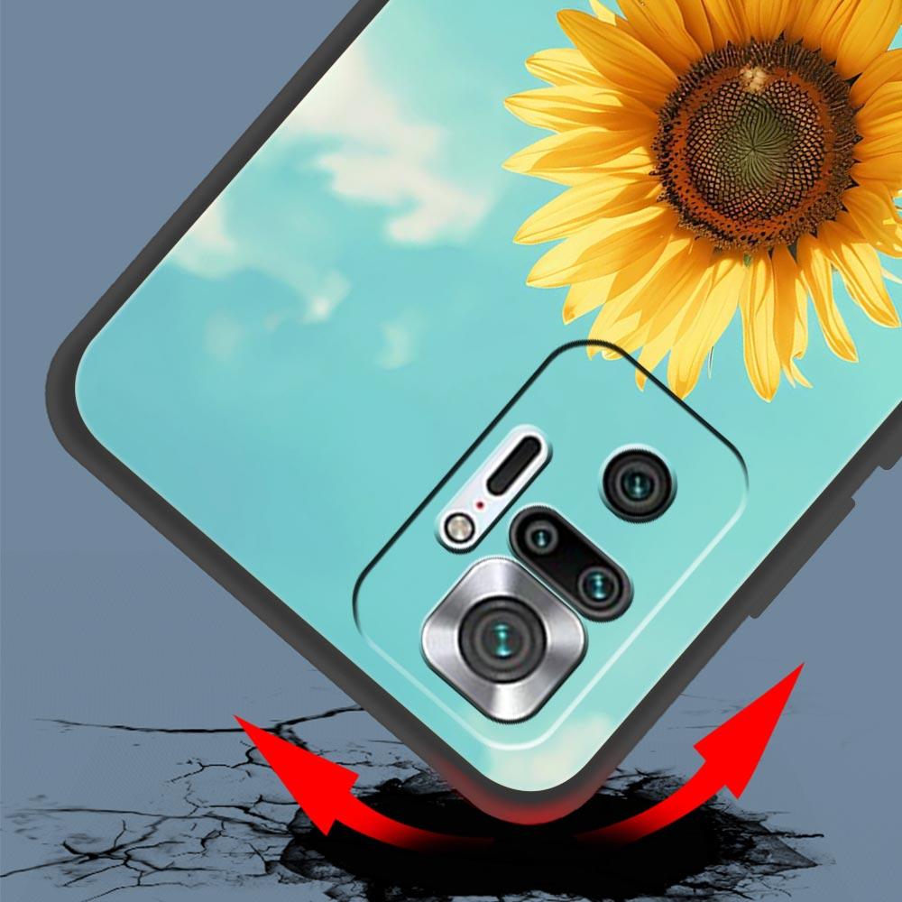 Beautiful Yellow Sunflower Phone Case For Xiaomi Redmi Note 14 13 5G 10 11 12 Pro Plus 4G 14C 13C 12C 10C Black Cover