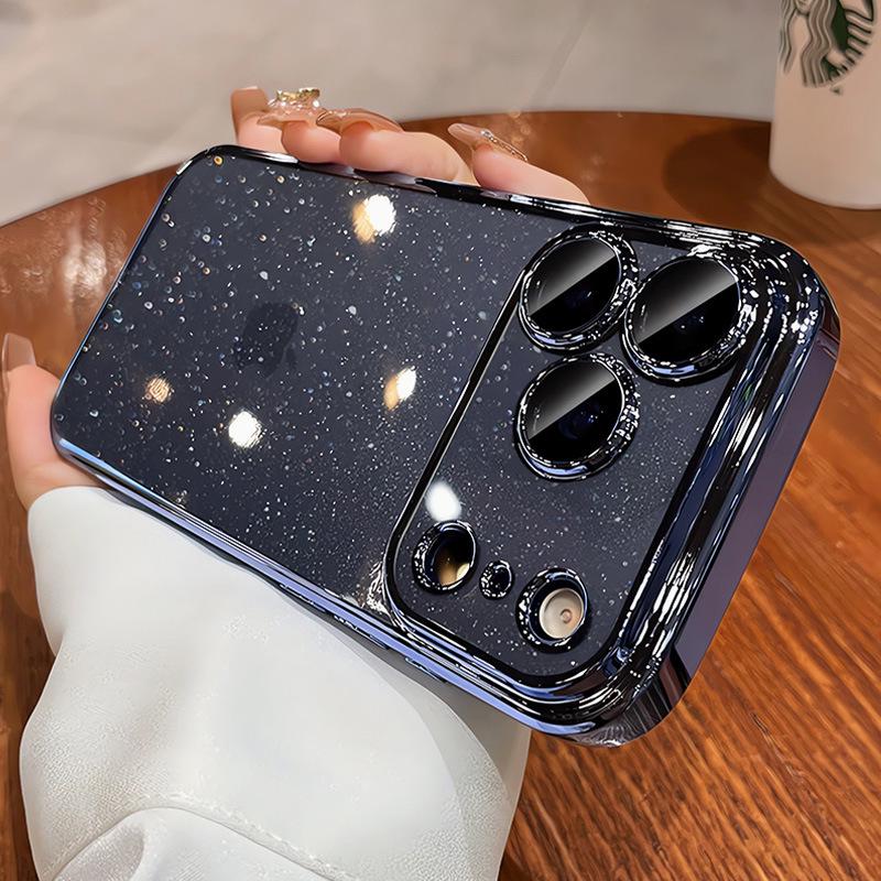 Compatible iPhone 17 Pro Max Electroplated Glitter Full Coverage Lens Film Anti-Fall Protective Case