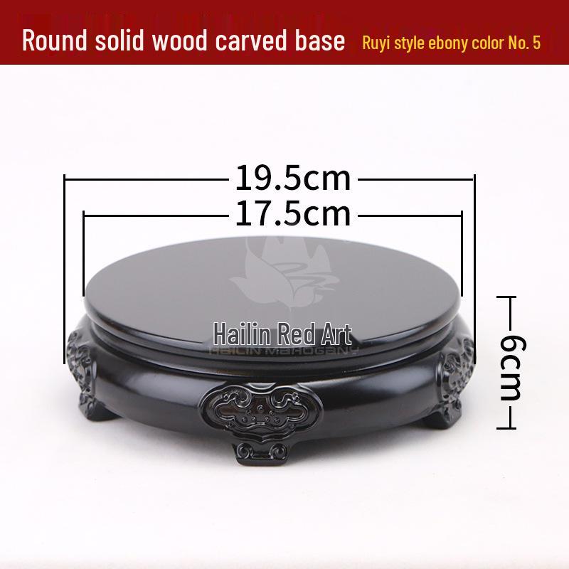 Rosewood Carved Flower Arrangement Bonsai Vase with Ebony Buddha Statue Holder.