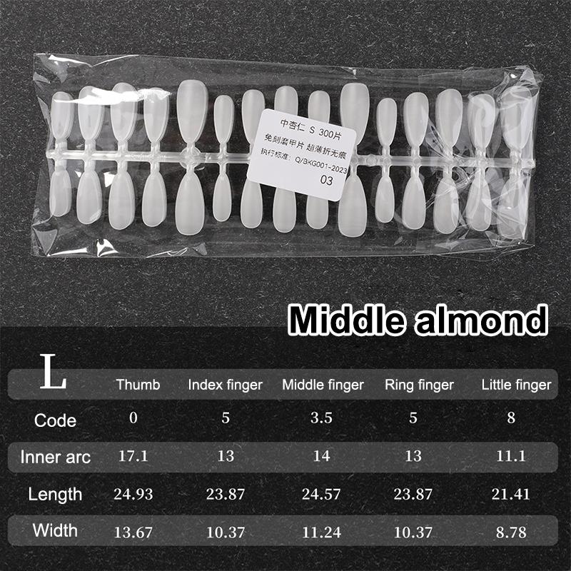 300 Pcs/Bag Fake Nail Tips Matte Coverage Transparent False Nails Tips Gel Nails Extension Diy Practice Nail Tool