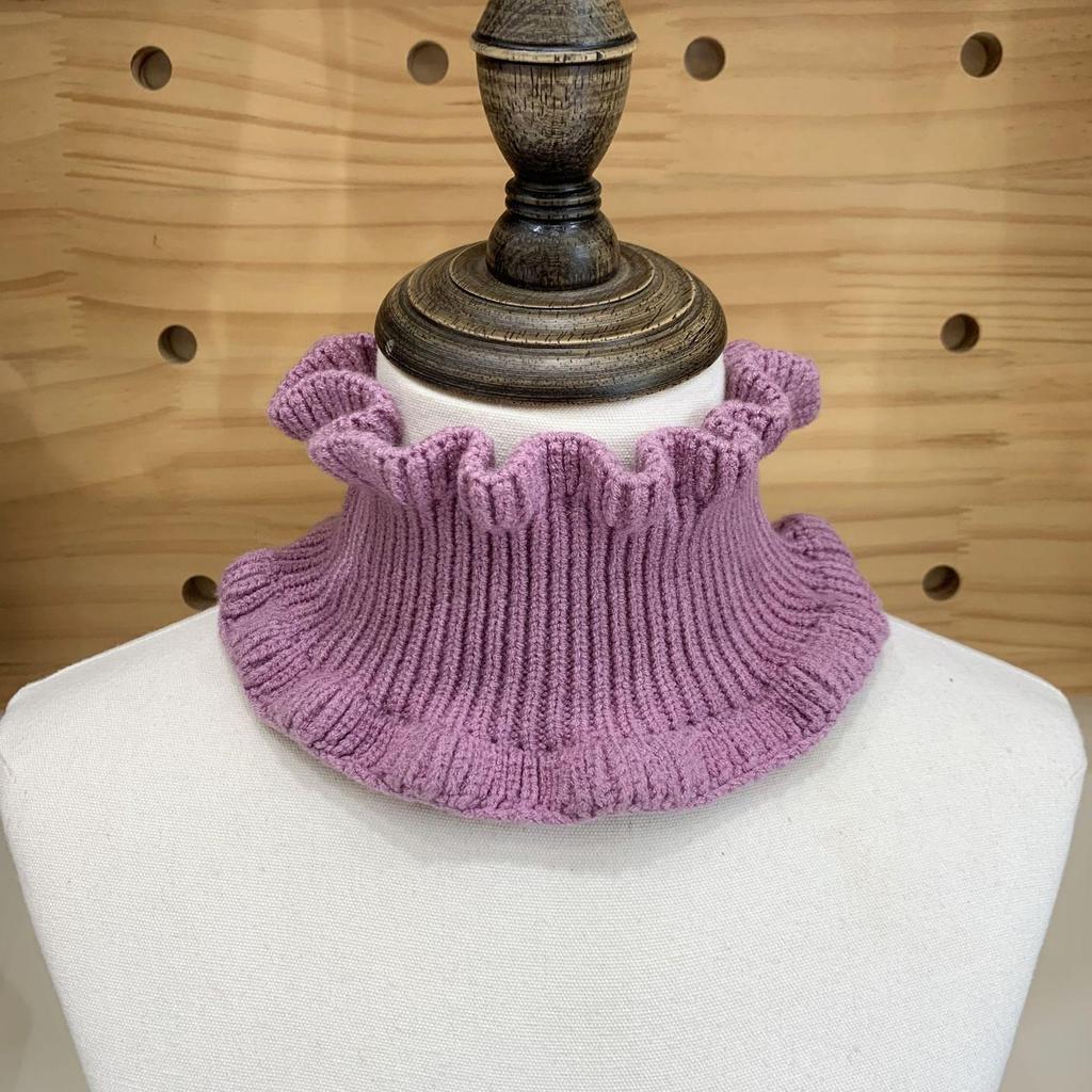 Dongdaemun Ruffle Knit Faux Collar - Woolen Neck Warmer