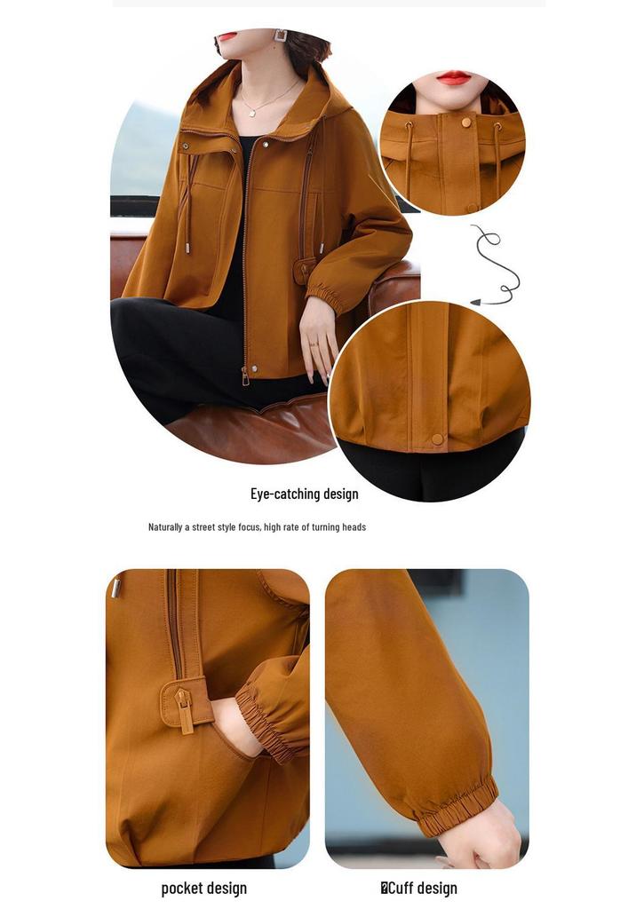 Spring & Autumn Hooded Windbreaker for Middle-Aged and Elderly Women - Plus Size Jacket, Perfect Mother’s Day Gift