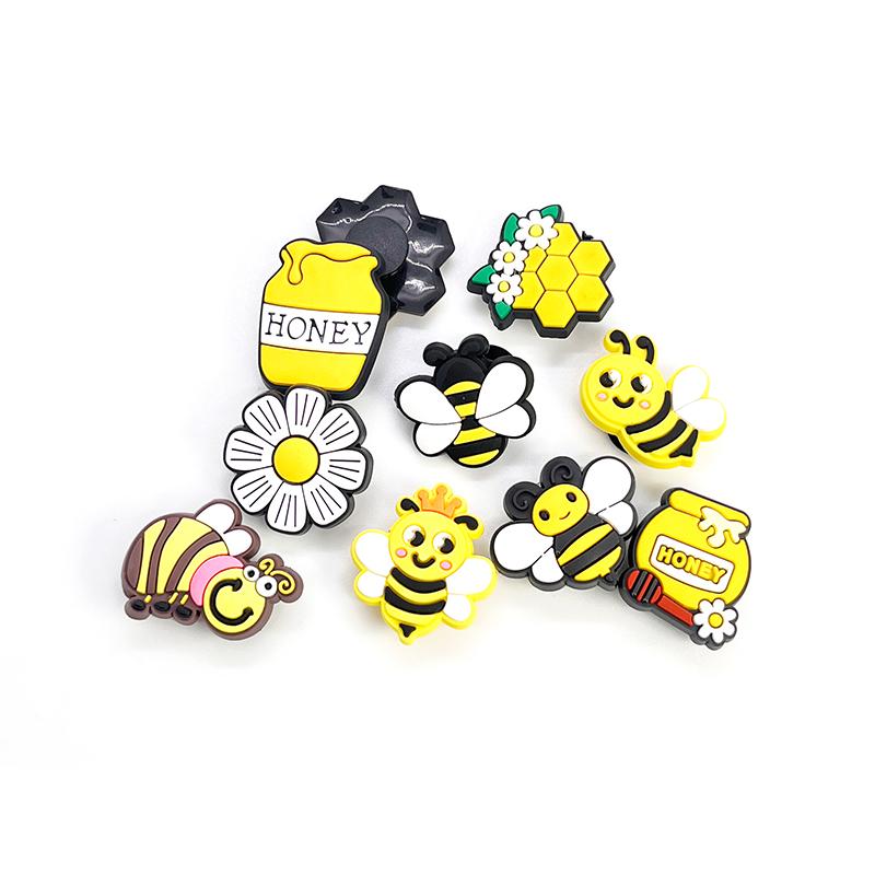 10 vnt. Cute Bee serijos PVC batų pakabukai batų dekoravimui