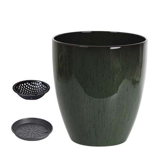 Deep Flower Pot Imitation Ceramic Plant Pot with Drainage Hole Resin Monstera Planter with Saucer for Indoor Outdoor Plants Home Garden Office Decor