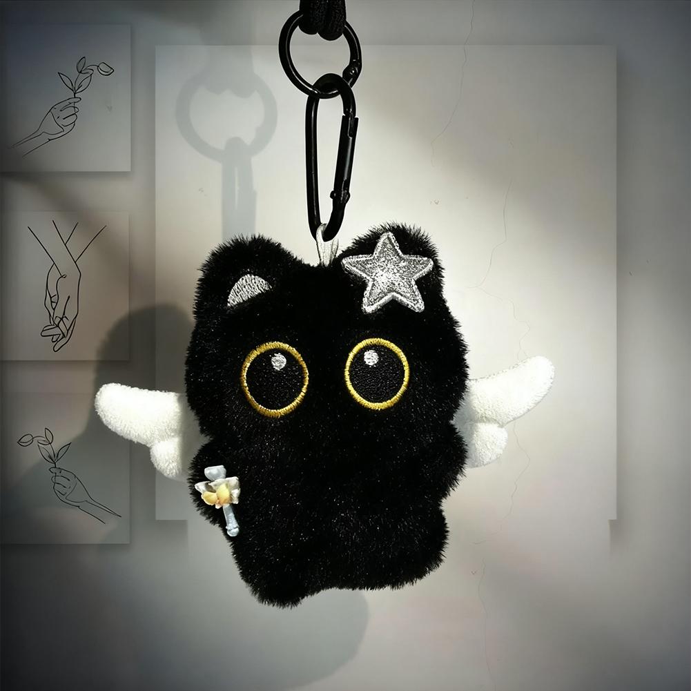 Cute Cartoon Black Cat Keychain Bag Pendant Backpack Hanging Ornaments Funny Key Chain Craft Couple Keyring Pendant