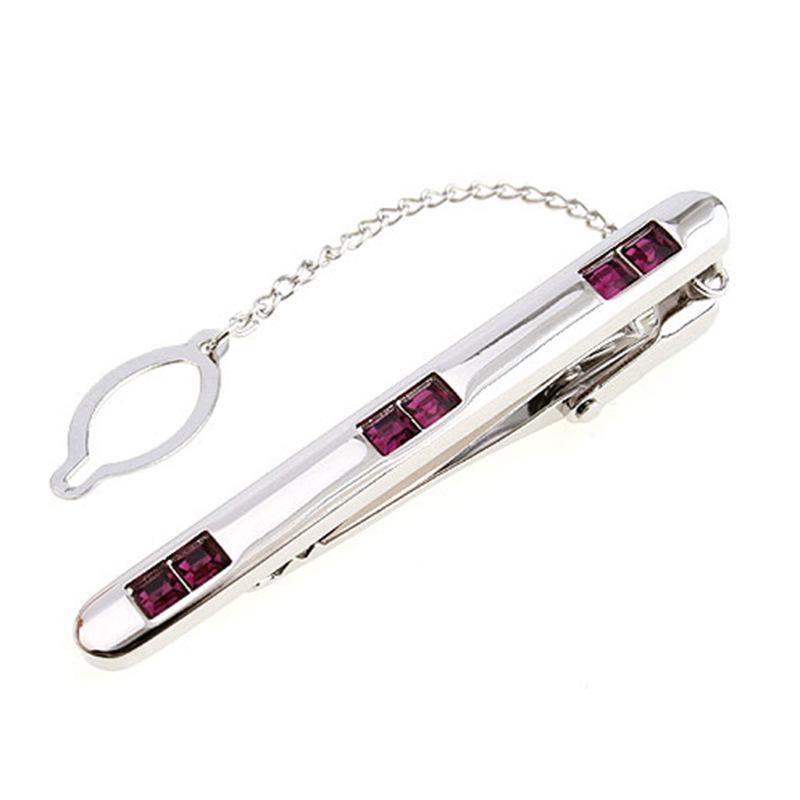 Men's Rhinestone Tie Clip and Cufflinks Set for Business Occasions