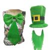 StPatrick Day Green Hat with Beard Irish National Day Costume Props Accessory