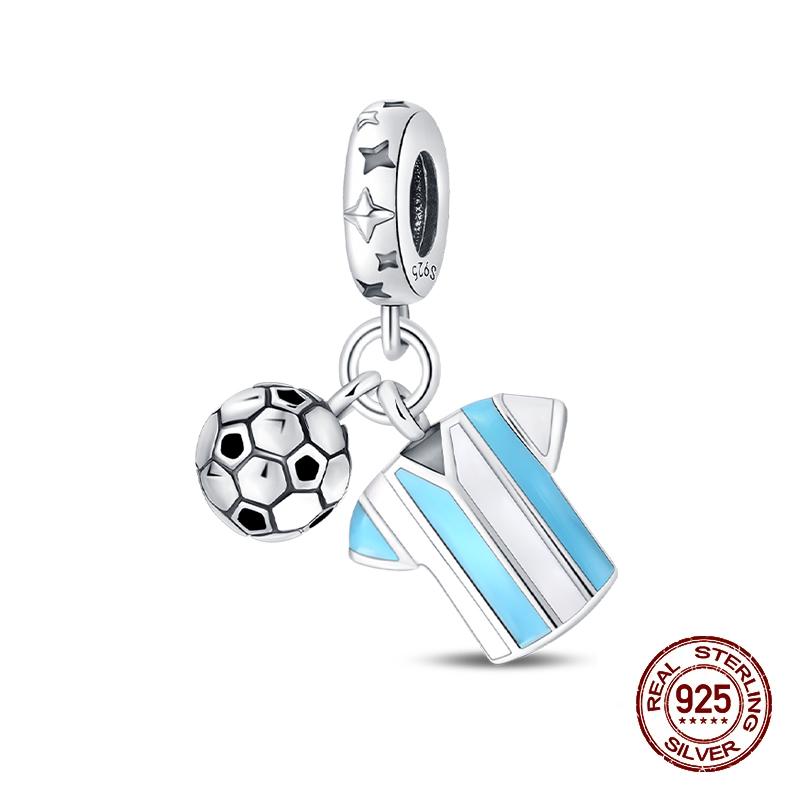 Sports Series Charm Jewelry Football Beads 100% Copper Pendant Fit 3Mmoriginal Bracelets Diy Souvenir Gift
