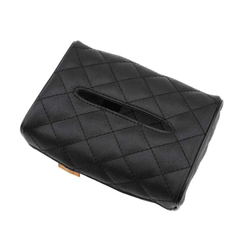 

Car Mounted Tissue Box, Checkered Leather Wear-Resistant Tissue Box, Car Seat Backrest Sunshade Suspension Tissue Bag