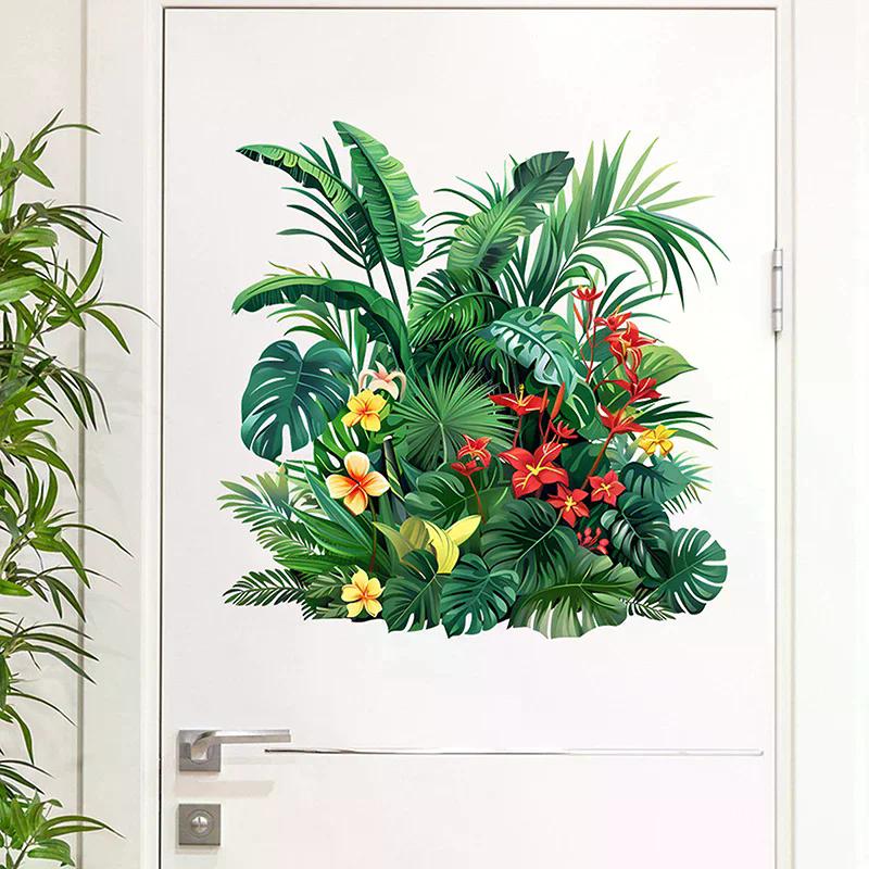 Green Plant Leaves Toilet Sticker WC Self Adhesive Mural Stickers Bathroom Wall Sticker Home Decoration Decals