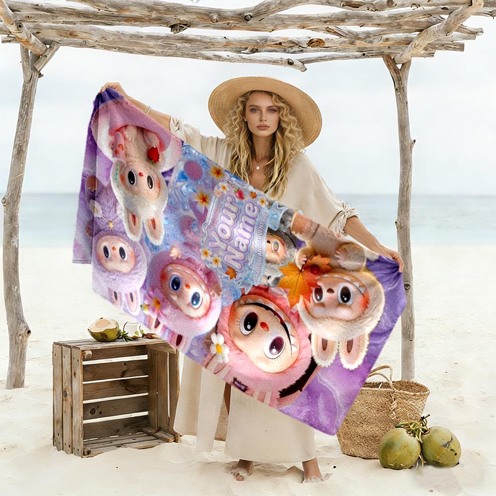 Labubu Customize Text Beach Towel High Absorbency & Quick-Dry Portable for SwimmingBeachCamping Travel Beach AccessoriesGym