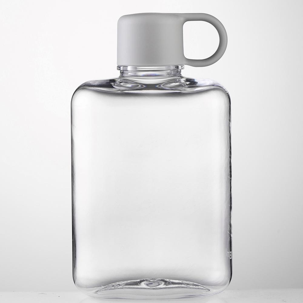 

Creative Tritan Square Water Bottle - Durable, Portable, Drop-proof Plastic Cup for Direct Drinking. Perfect Pocket-sized Gift! 360ml серый