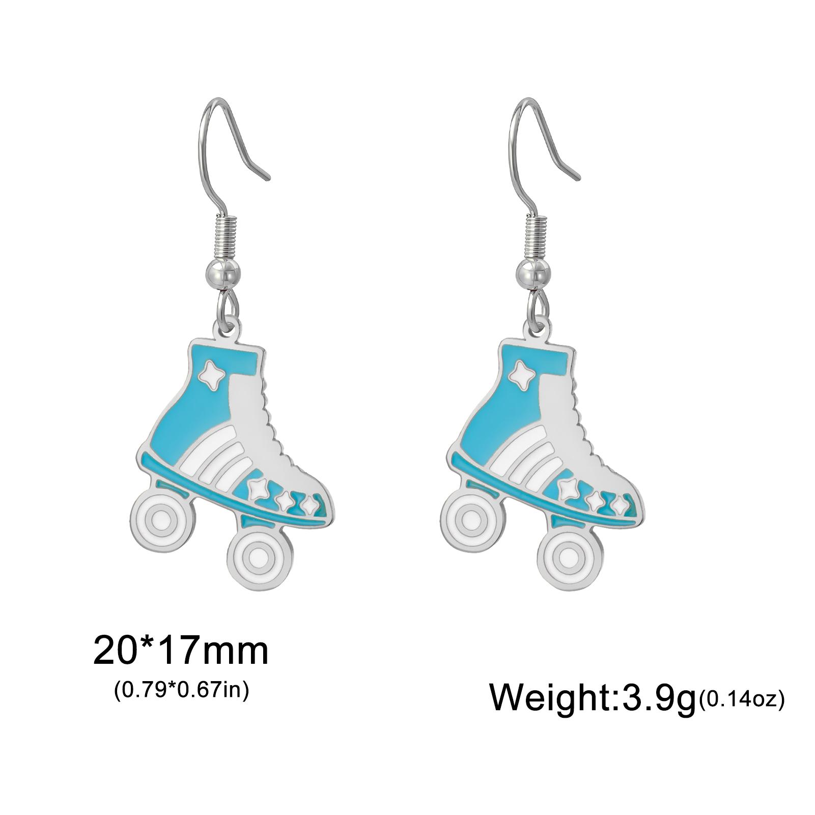 

Teamer Enamel Skating Shoes Pendant Dangle Earrings Women Girls Stainless Steel Gold Color Ice Skates Sports Jewelry Gift