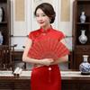 Klassischer Cheongsam Tanzfächer mit Quasten Handkurbelfächer Faltfächer Fotografie Requisite