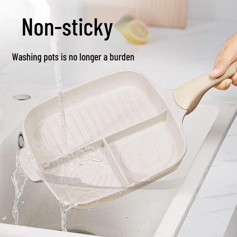 COOKER KING Big White 18cm Non-stick 4-Compartment Breakfast Frying Pan