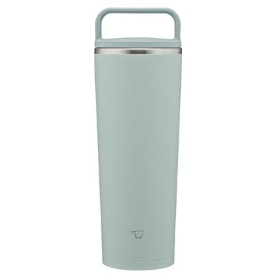 Zojirushi Mahobin Copo Térmico Portátil Garrafa de Água 400ml Tipo com Alça Seguro para Lava-Louças Sem Costura Apenas 2 Pontos de Cuidado Verde Cinza SX-JS40-GM