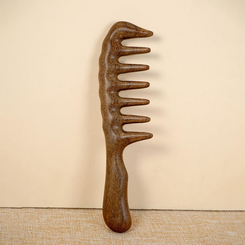 

Натуральный сандаловый гребень для роста волос - Ручной работы деревянный массажный гребень для женщин мужчин, Антистатическая распутывающая расческа для укладки