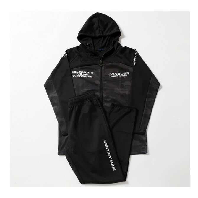 Arcade Golf Hooded Golf Size XL Black Heather Men's Set, Jacket, Blouson, Zip-Up Pants, Jersey, (10) - (Black Zipper)