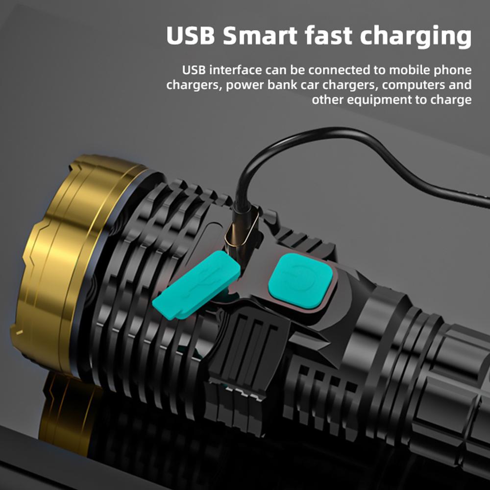 Dual Light Source Flashlight Mini Portable Outdoor Strong Super Bright ABS Strong Light FocusingLed Side Light Multifunctional