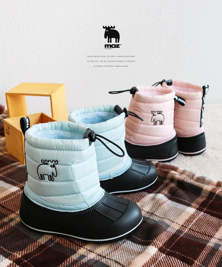 Celebre Moz Kids' Waterproof Snow Boots, Short Boots for Girls and Boys, Warm Bean Boots, Rain Boots, Ivory, Size 19cm